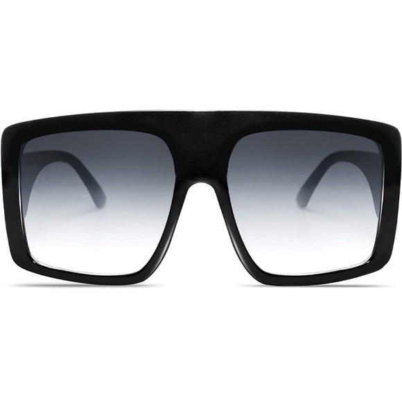 - UNISEX BLACK Oversized Square  FASHION FORWARD Flat Top Sunglasses For BADDIES